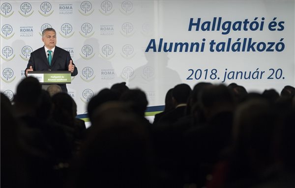 rbán Viktor miniszterelnök a Keresztény Roma Szakkollégiumi Hálózat hallgatói és alumnitalálkozóján a Magyar Tudományos Akadémia dísztermében 
