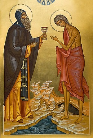 ​St. Zosima and St. Mary of Egypt. From the iconostasis of the side-church of St. Mary of Egypt, Sretensky Monastery, Moscow  ​