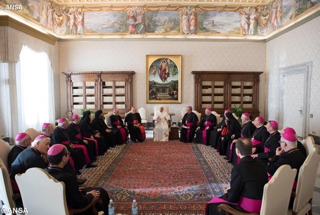 a Püspöki Konferencia tagjai Ferenc pápánál
